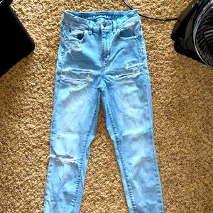CURVY super hi-rise jeggings, AEO, distressed